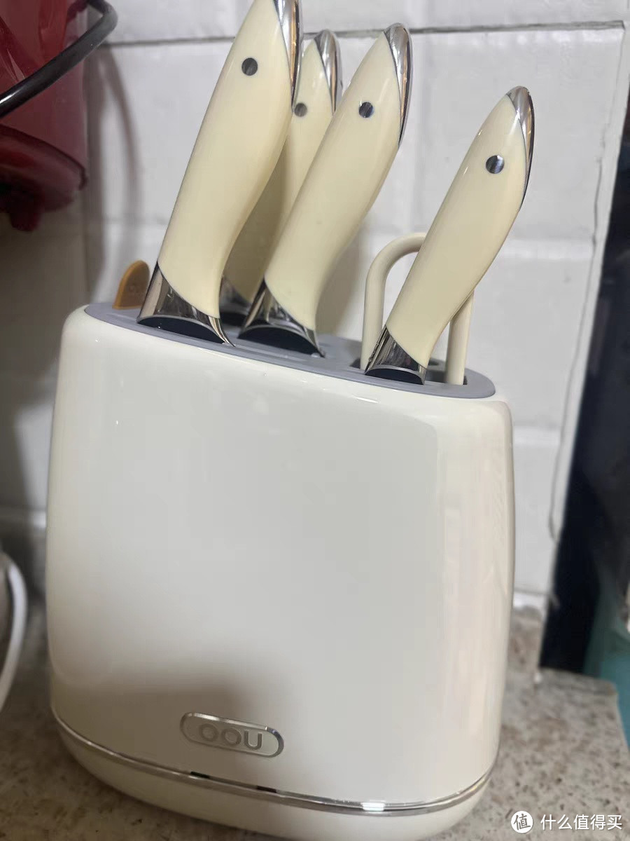 OOU白色德国钢材不锈钢刀具厨房套装组合菜刀家用切菜板砧板刀架